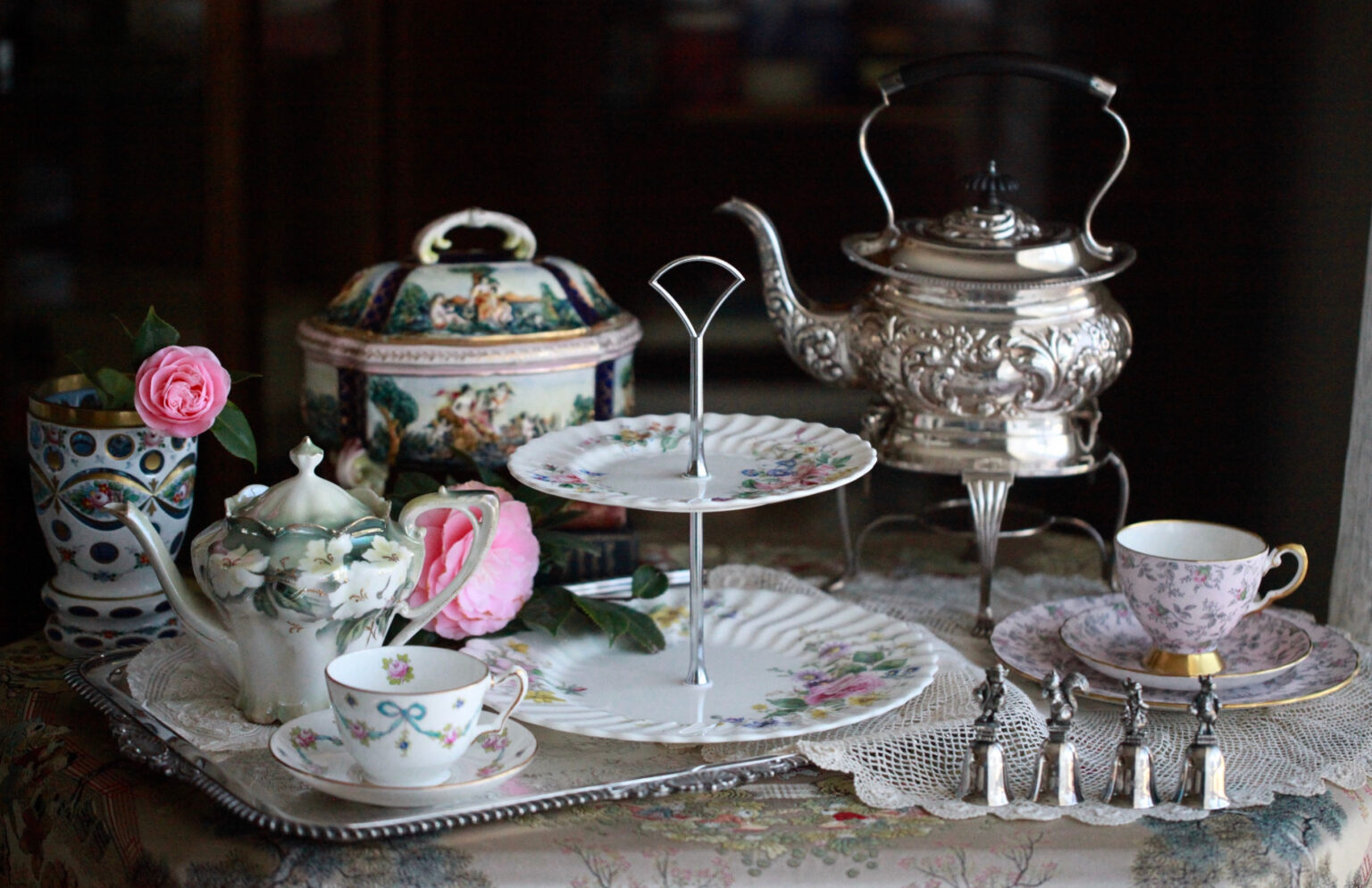 Antique,Vintage,Afternoon,Tea,Party,Silver,Bone,China,Cup,Saucer